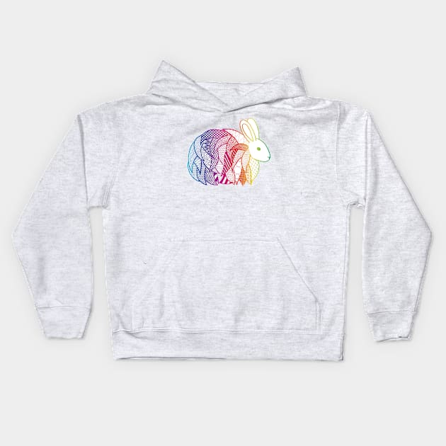 Rainbow Angora Rabbit Kids Hoodie by calenbundalas